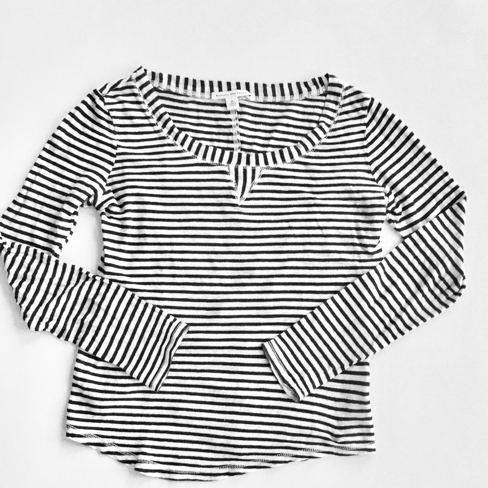 Banana republic Navy/white stripe tee cotton linen